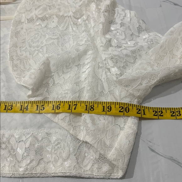 Belle Poque White Lace Cropped Bolero Shrug Long Sleeve Bridal Formal Top 2XL - Picture 12 of 13